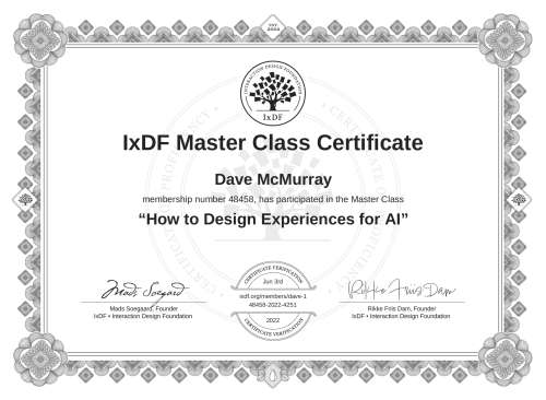 How to Design Experiences for AI certificate