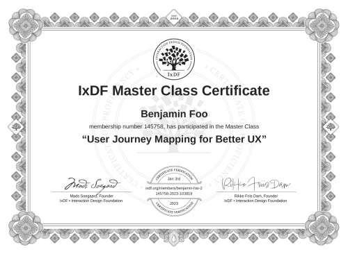 User Journey Mapping for Better UX certificate