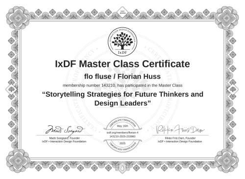 Storytelling Strategies for Future Thinkers and Design Leaders certificate