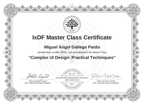Complex UI Design: Practical Techniques certificate