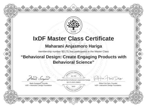 Behavioral Design: Create Engaging Products with Behavioral Science certificate