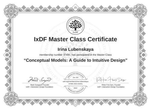 Conceptual Models: A Guide to Intuitive Design certificate