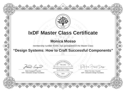 Design Systems: How to Craft Successful Components certificate