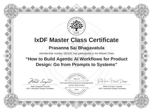 How to Build Agentic AI Workflows for Product Design: Go from Prompts to Systems certificate