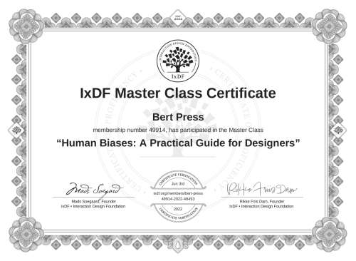 Human Biases: A Practical Guide for Designers certificate