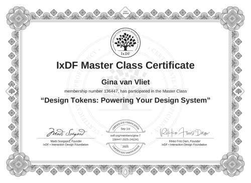 Design Tokens: Powering Your Design System certificate