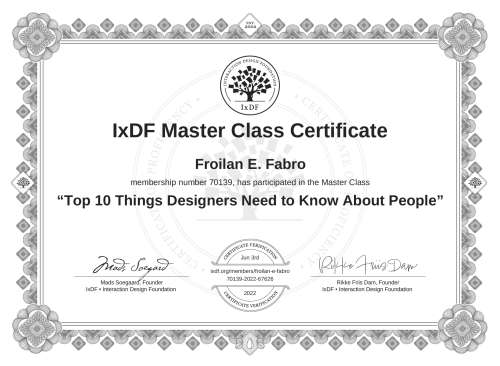 Top 10 Things Designers Need to Know About People certificate