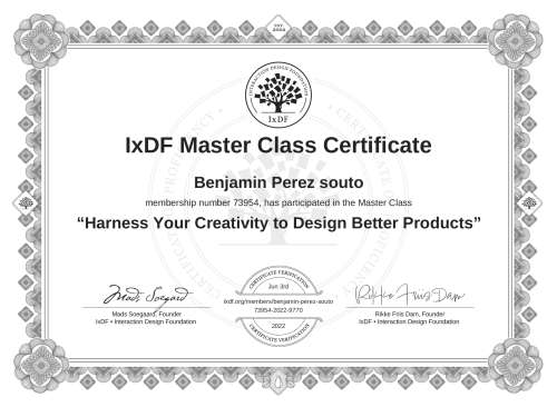 Harness Your Creativity to Design Better Products certificate