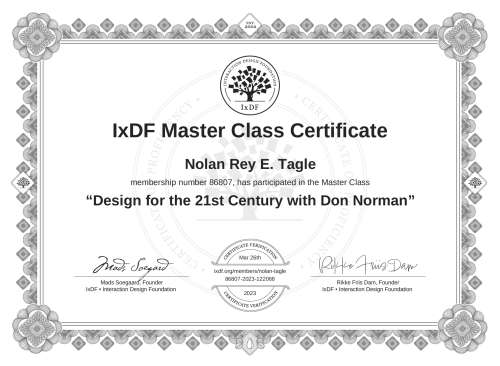 Design for the 21st Century with Don Norman certificate