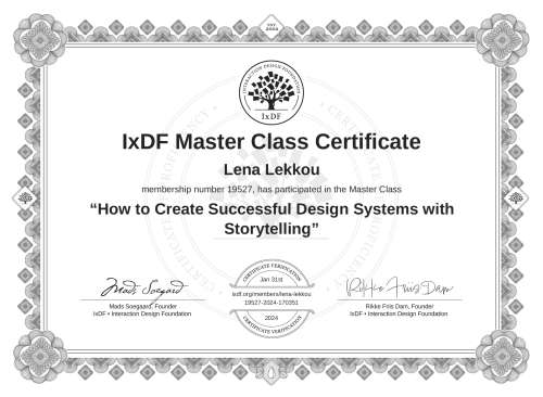 How to Create Successful Design Systems with Storytelling certificate