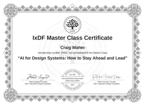 AI for Design Systems: How to Stay Ahead and Lead certificate