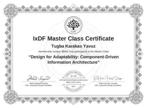Design for Adaptability: Component-Driven Information Architecture certificate