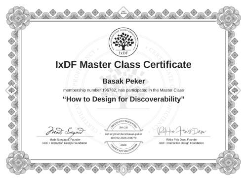 How to Design for Discoverability certificate