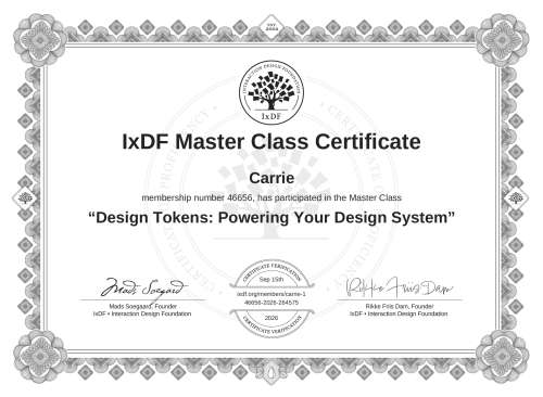 Design Tokens: Powering Your Design System certificate