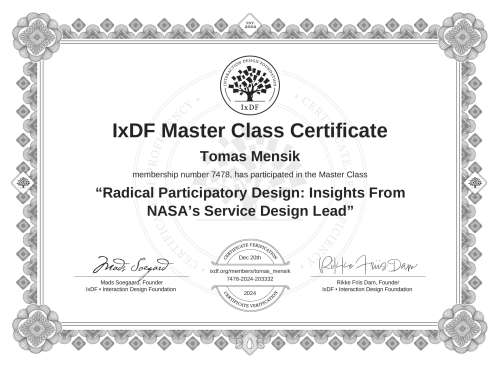 Radical Participatory Design: Insights From NASA’s Service Design Lead certificate