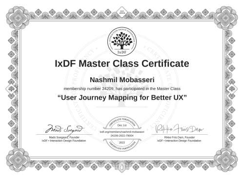 User Journey Mapping for Better UX certificate