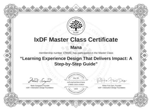 Learning Experience Design That Delivers Impact: A Step-by-Step Guide certificate