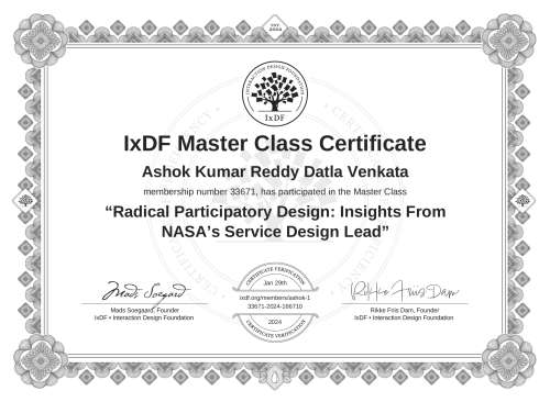 Radical Participatory Design: Insights From NASA’s Service Design Lead certificate