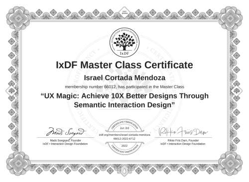 UX Magic: Achieve 10X Better Designs Through Semantic Interaction Design certificate