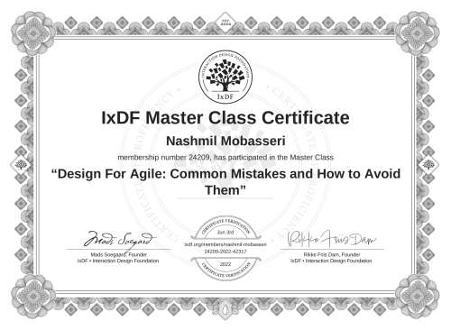 Design For Agile: Common Mistakes and How to Avoid Them certificate