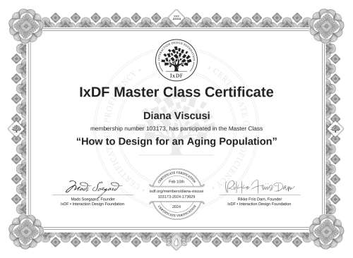 How to Design for an Aging Population certificate