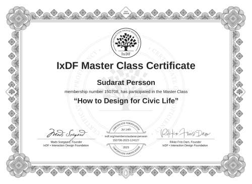 How to Design for Civic Life certificate