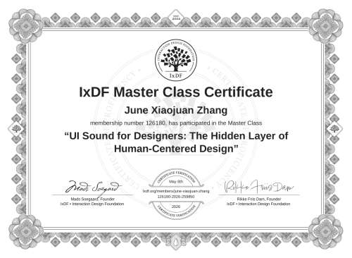 UI Sound for Designers: The Hidden Layer of Human-Centered Design certificate