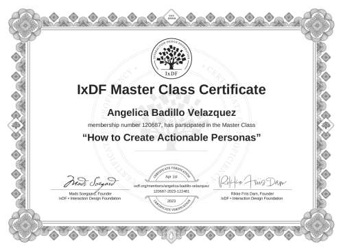 How to Create Actionable Personas certificate