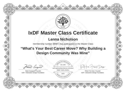What's Your Best Career Move? Why Building a Design Community Was Mine certificate