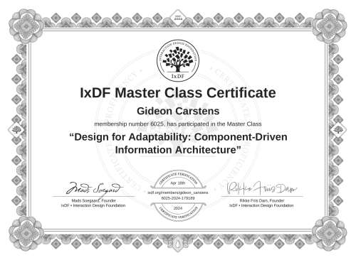 Design for Adaptability: Component-Driven Information Architecture certificate