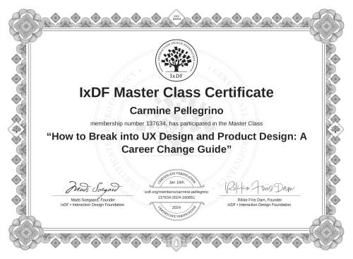 How to Break into UX Design and Product Design: A Career Change Guide certificate