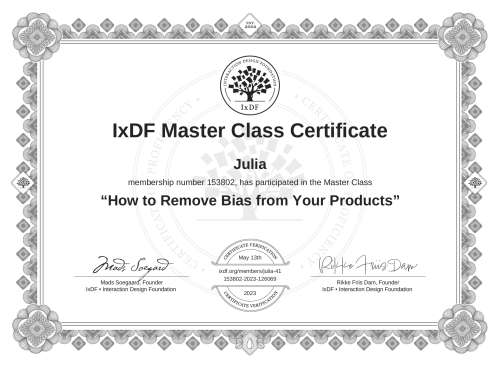 How to Remove Bias from Your Products certificate