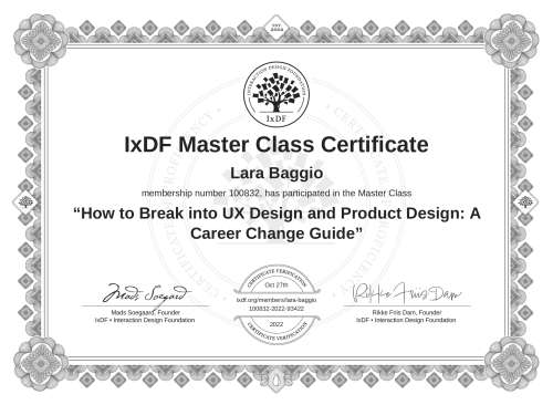 How to Break into UX Design and Product Design: A Career Change Guide certificate