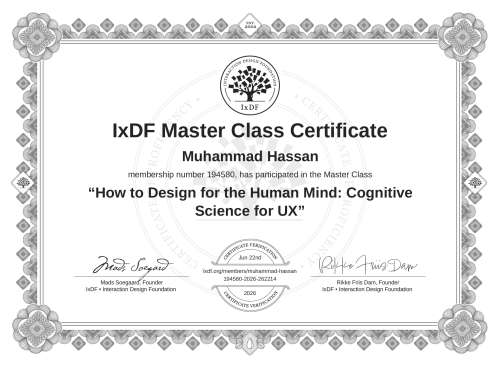 How to Design for the Human Mind: Cognitive Science for UX certificate