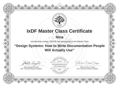 Design Systems: How to Write Documentation People Will Actually Use certificate
