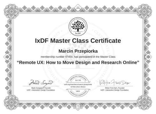 Remote UX: How to Move Design and Research Online certificate