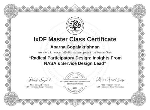 Radical Participatory Design: Insights From NASA’s Service Design Lead certificate
