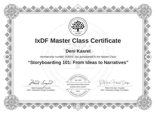 Storyboarding 101: From Ideas to Narratives certificate