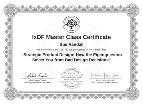 Strategic Product Design: How the Eigenquestion Saves You from Bad Design Decisions certificate