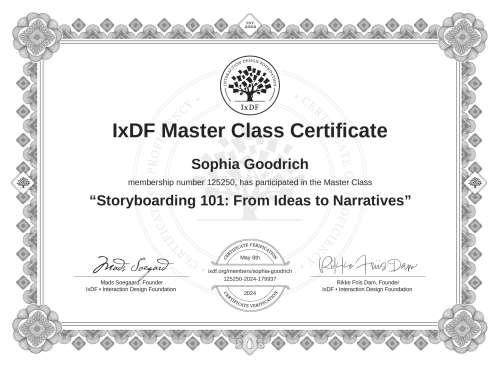 Storyboarding 101: From Ideas to Narratives certificate