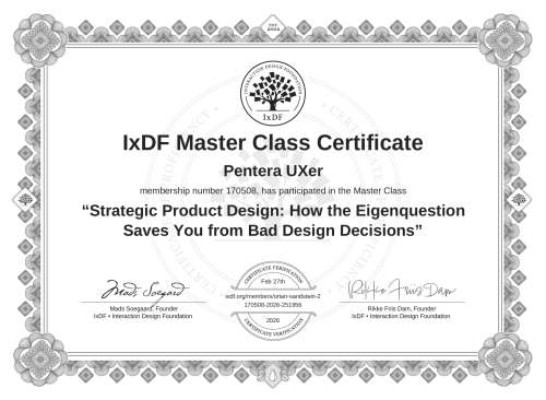 Strategic Product Design: How the Eigenquestion Saves You from Bad Design Decisions certificate