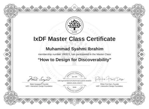How to Design for Discoverability certificate