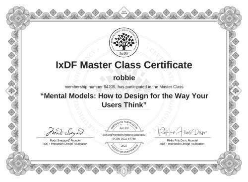 Mental Models: How to Design for the Way Your Users Think certificate