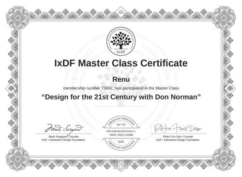 Design for the 21st Century with Don Norman certificate