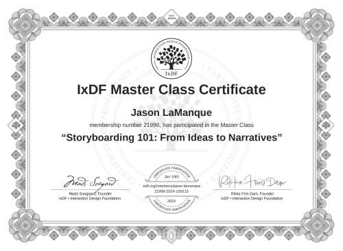 Storyboarding 101: From Ideas to Narratives certificate