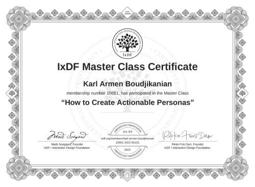 How to Create Actionable Personas certificate