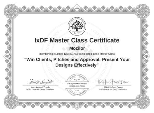 Win Clients, Pitches and Approval: Present Your Designs Effectively certificate