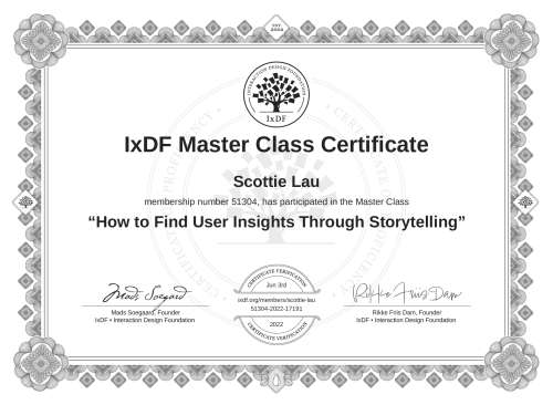 How to Find User Insights Through Storytelling certificate