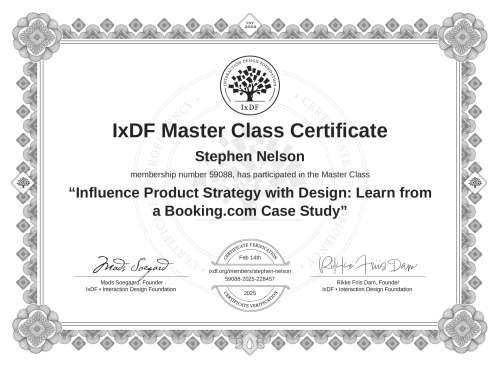 Influence Product Strategy with Design: Learn from a Booking.com Case Study certificate