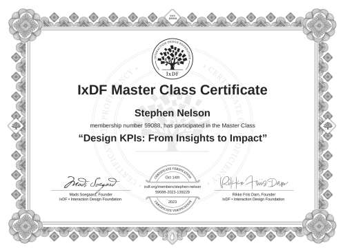 Design KPIs: From Insights to Impact certificate